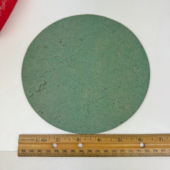Vtg Christmas Holiday Mice Green Springbok Hallmark 7in Round Cardboard Puzzle - Picture 10 of 14